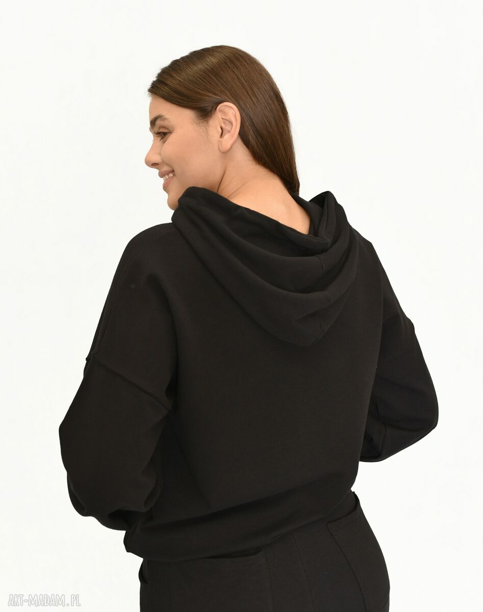 Bluza Poczuj Wygodę czarna - ręcznie szyta z kapturem