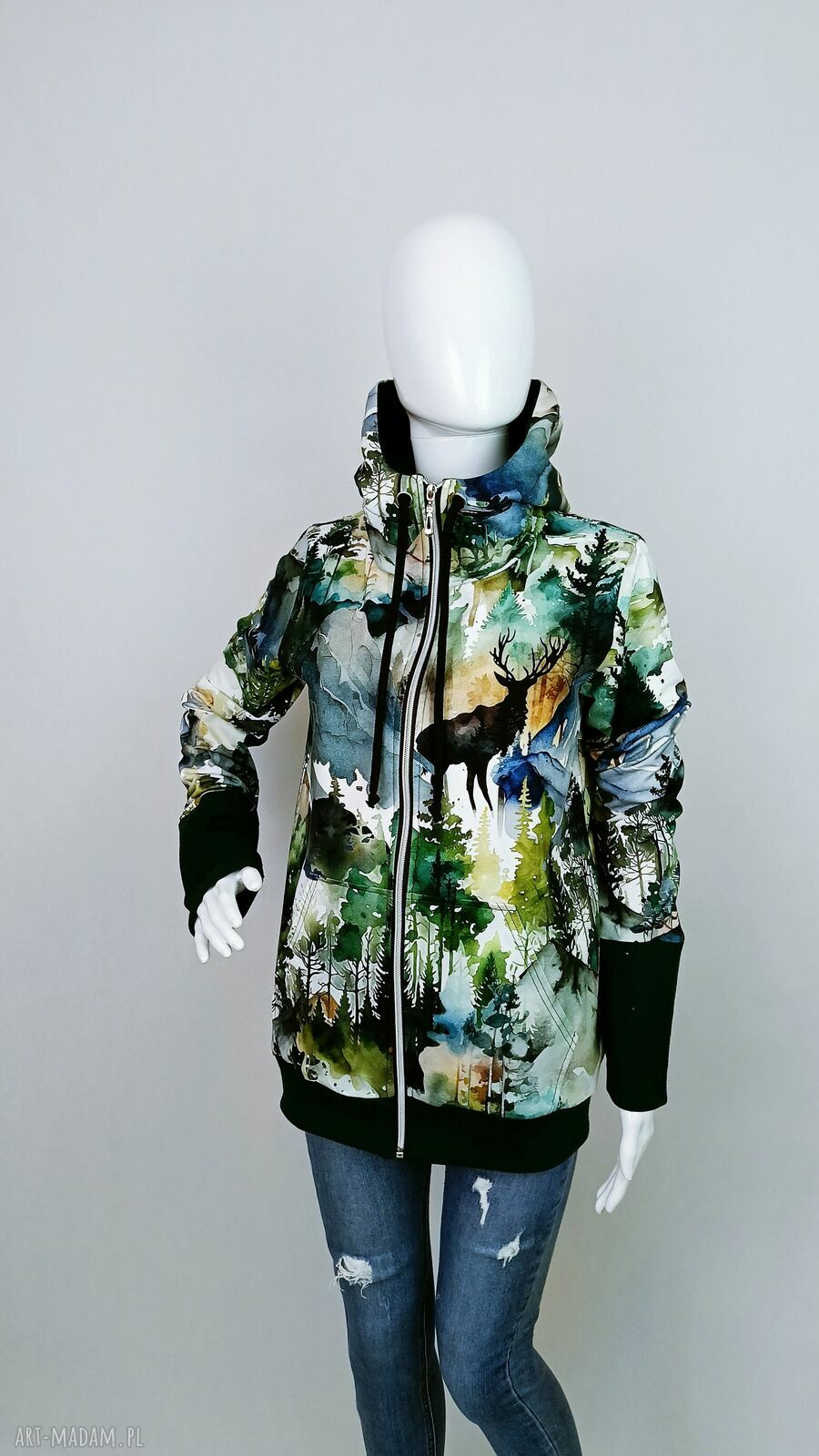 Bluza rozpinana damska z kapturem GÓRY - Zielona Nitka