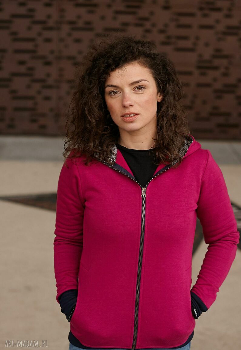 Rozpinana bluza z kapturem w kolorze fuksji Gawka (handmade)