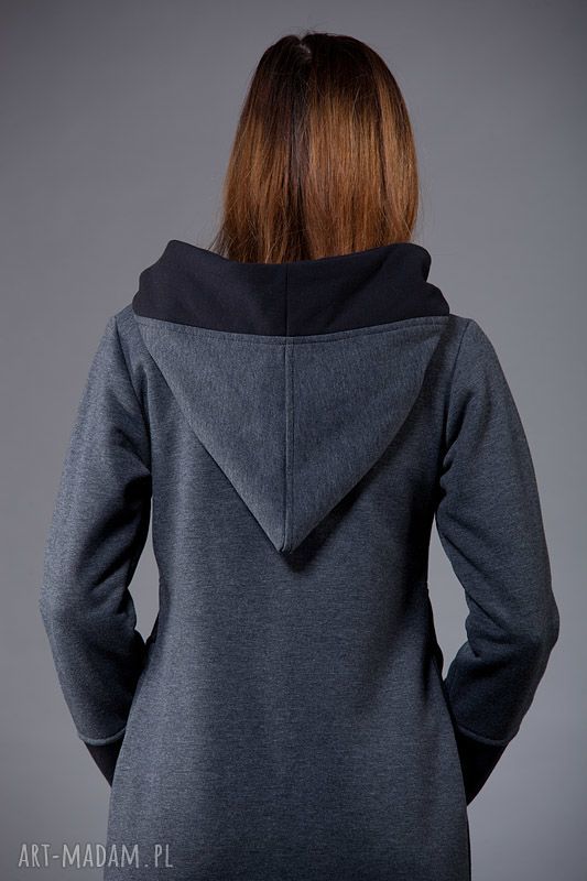 Bluza Saloni Long z kapturem na zamek - długa bluza handmade