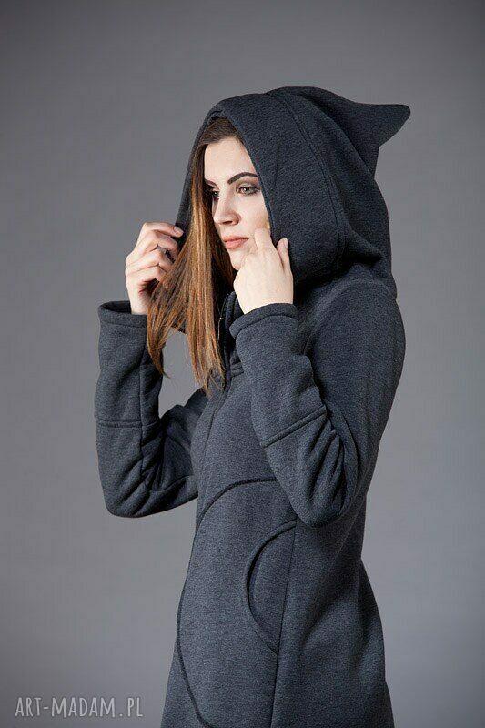 Bluza Saloni Long z kapturem - ręcznie szyta na zamek