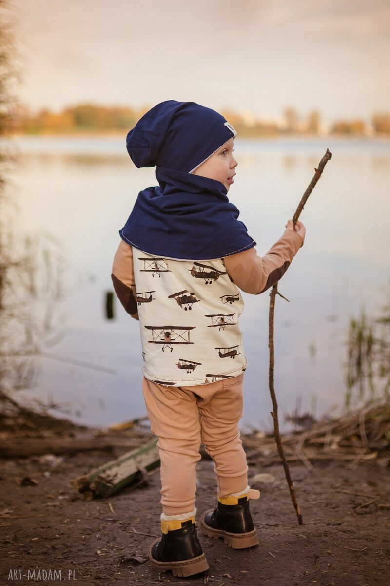 Bluza SAMOLOTY 86-104 - bawełniana, Oeko-Tex i z ozdobnymi łatami