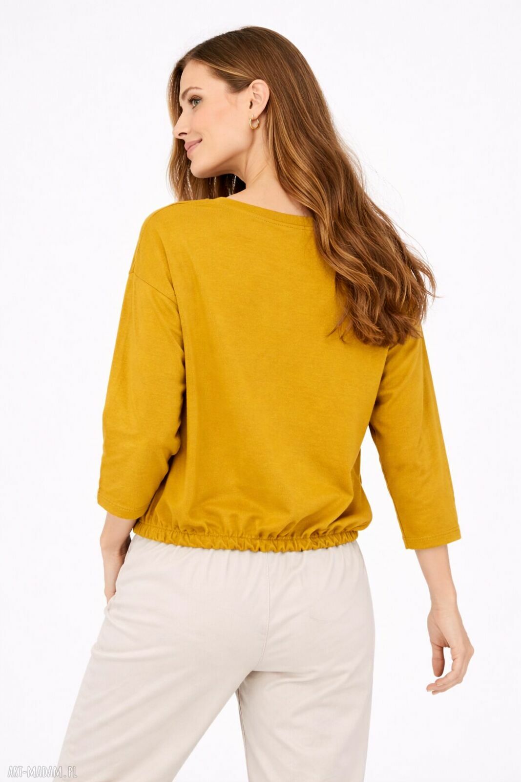 Bluza Verona damska nietoperz - musztardowa oliwka