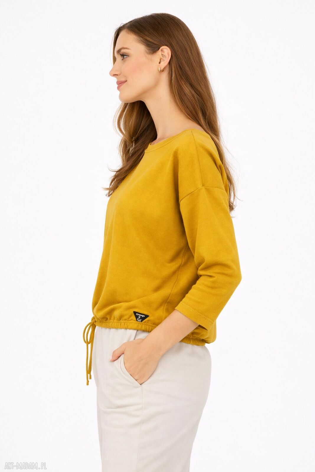 Bluza Verona damska nietoperz - musztardowa oliwka