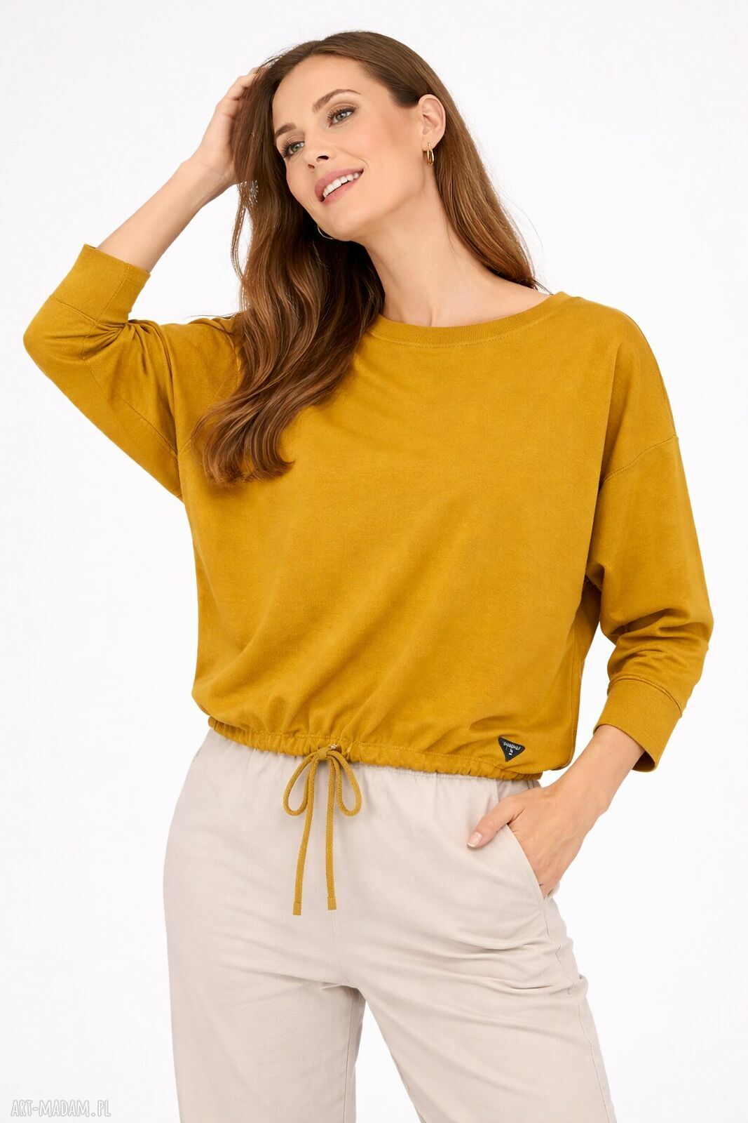 Bluza Verona damska nietoperz - musztardowa oliwka
