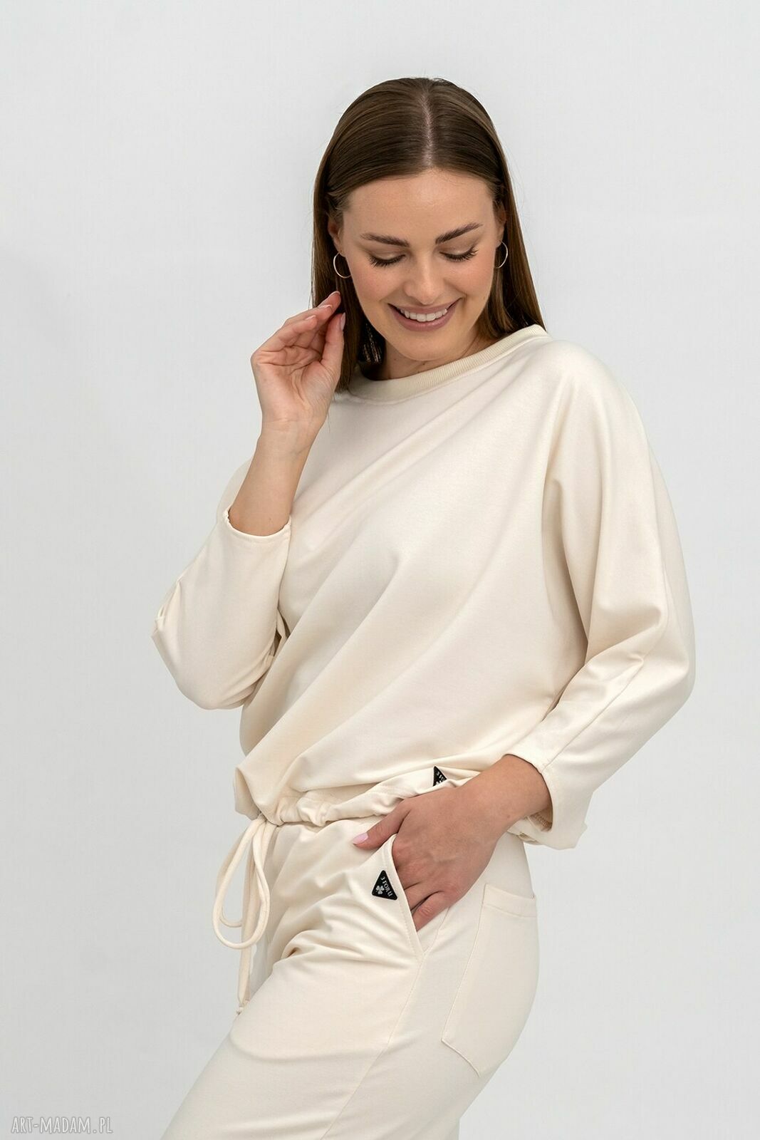 Bluza Verona Wanilia - wygodna bluza damska wiązana, hand-made