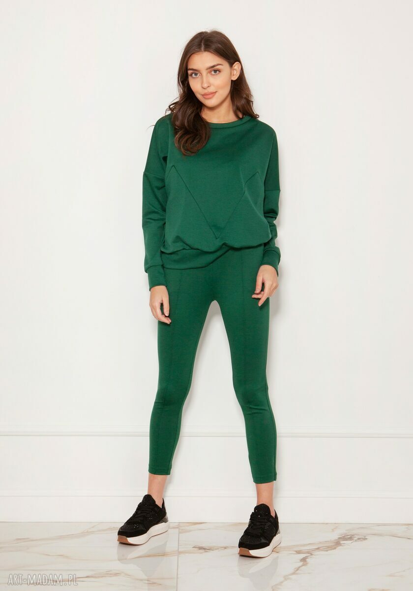 Bluza z geometrycznymi cięciami BLU148 w kolorze zielonym