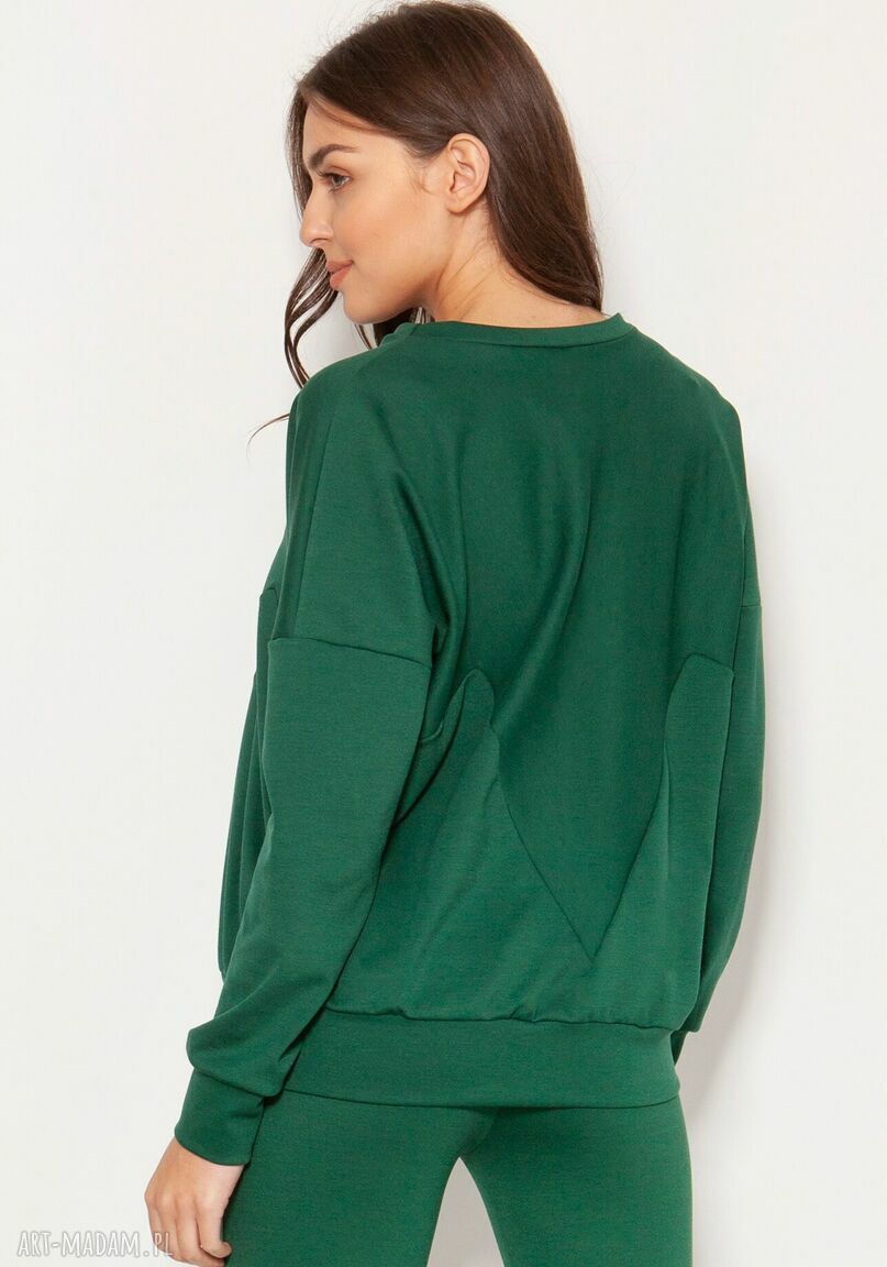 Bluza z geometrycznymi cięciami BLU148 w kolorze zielonym
