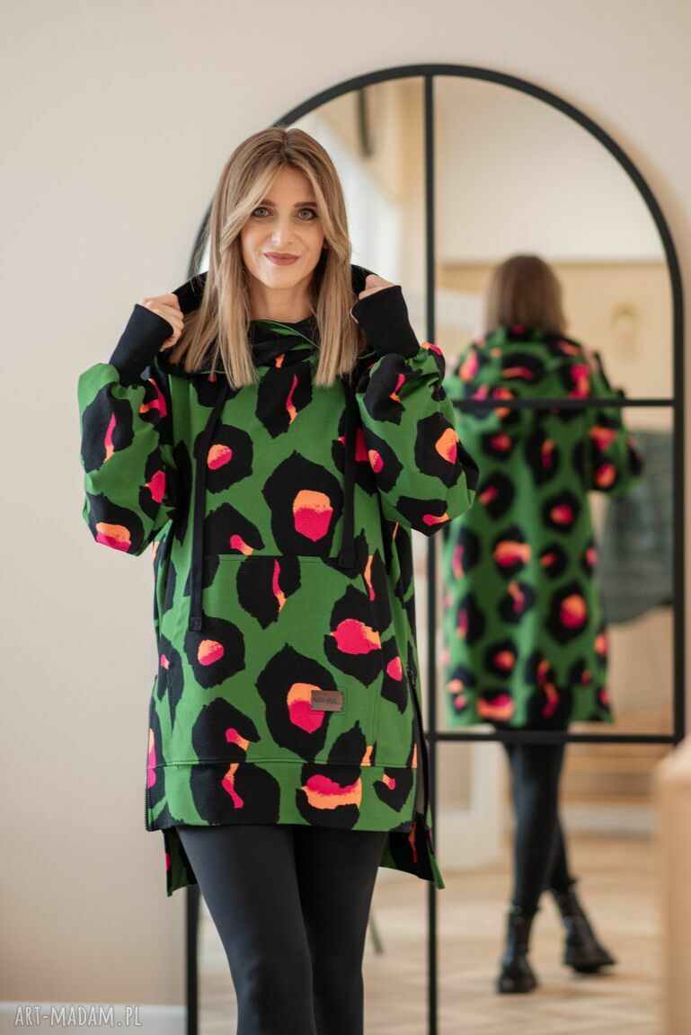 Bluza oversize Nina Pantera z kapturem-kominem