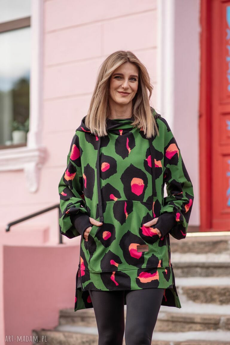 Bluza oversize Nina Pantera z kapturem-kominem