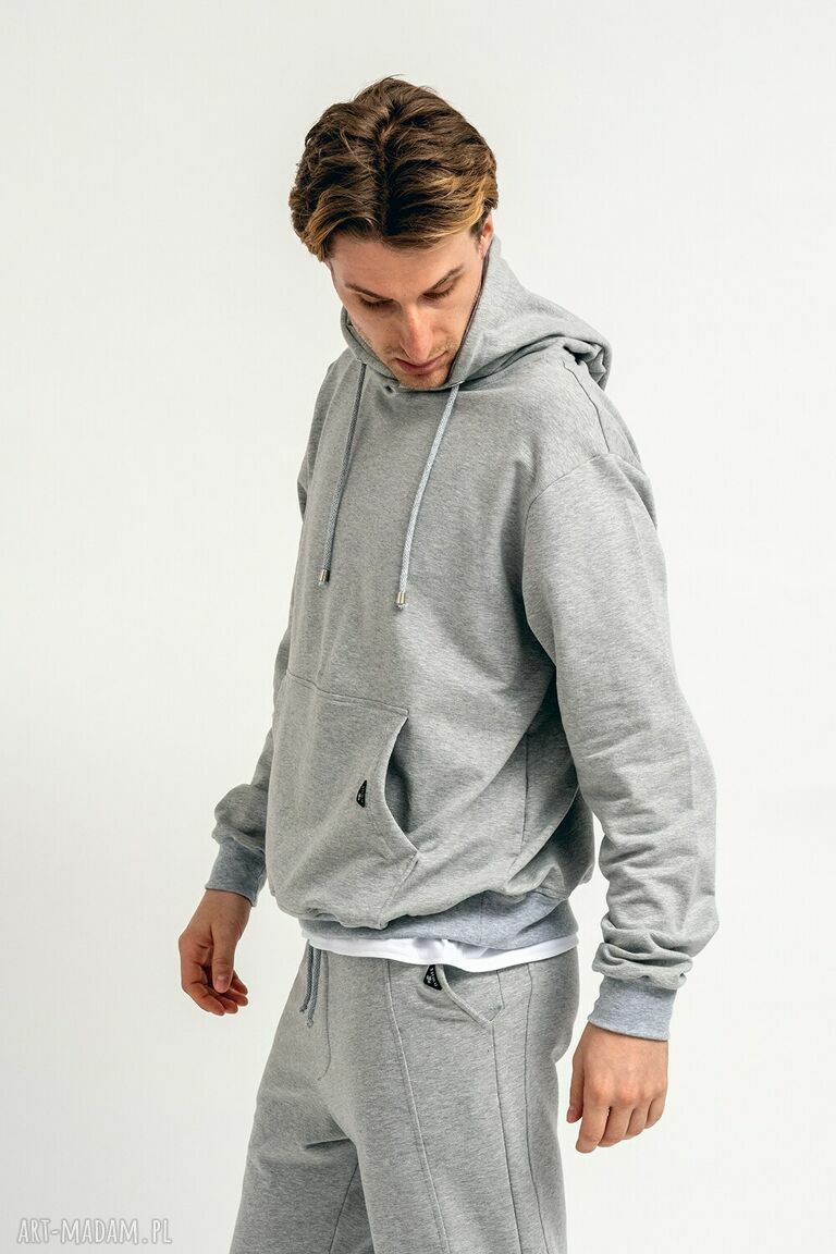 Bluza z kapturem męska 'Ryan' szara - sportowy dres handmade