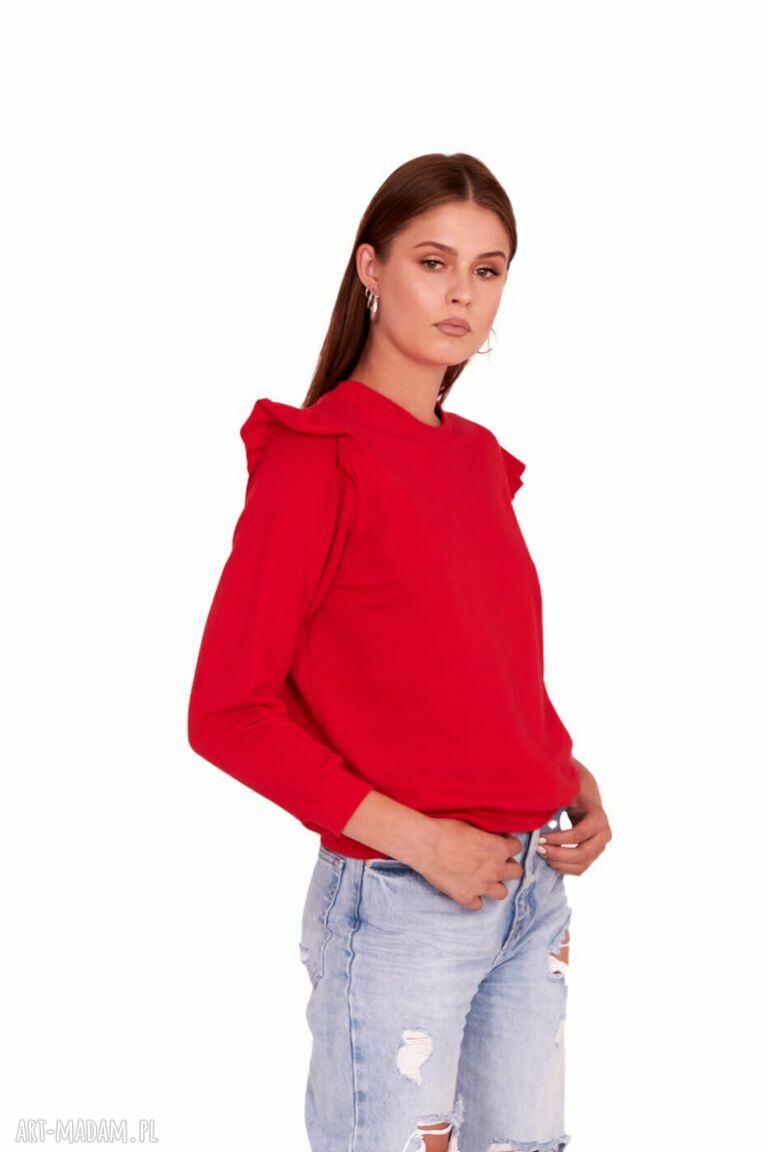 Bluzka LARA kolor czerwony - elegancka falbanka handmade