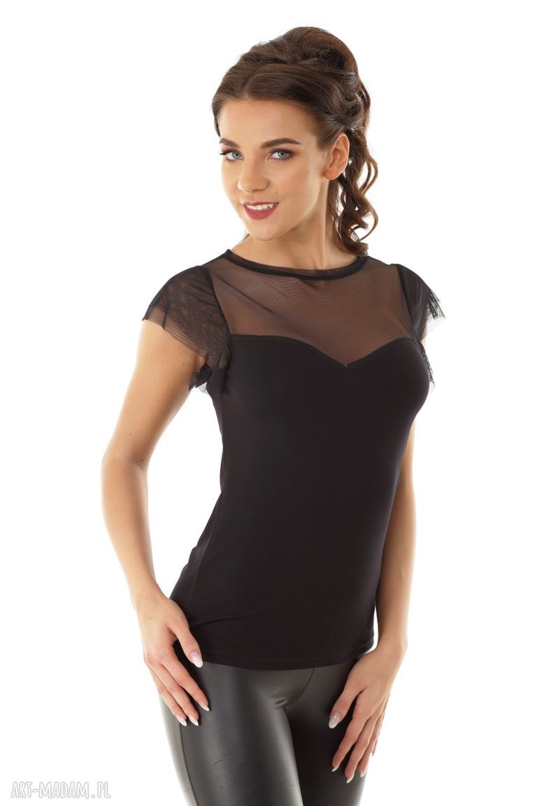 Bluzka Lilly z tiulowymi wstawkami czarna 014 (rozmiar 36)