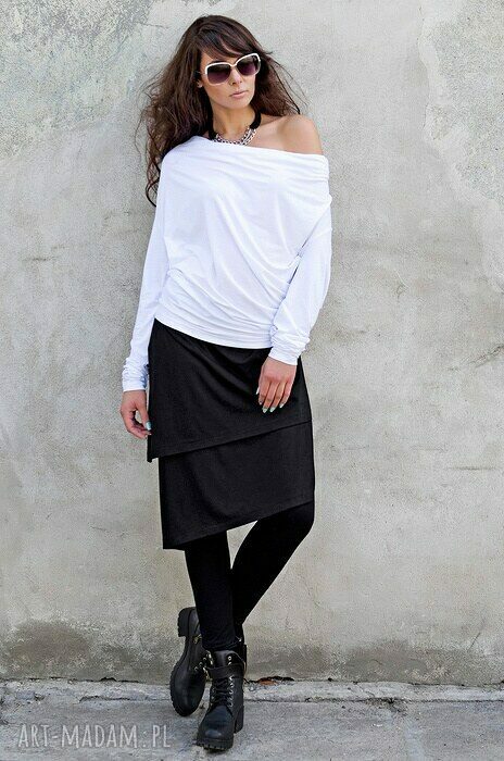 Bluzka handmade Long Waves She More z dużym dekoltem woda (wiskoza + elastan)