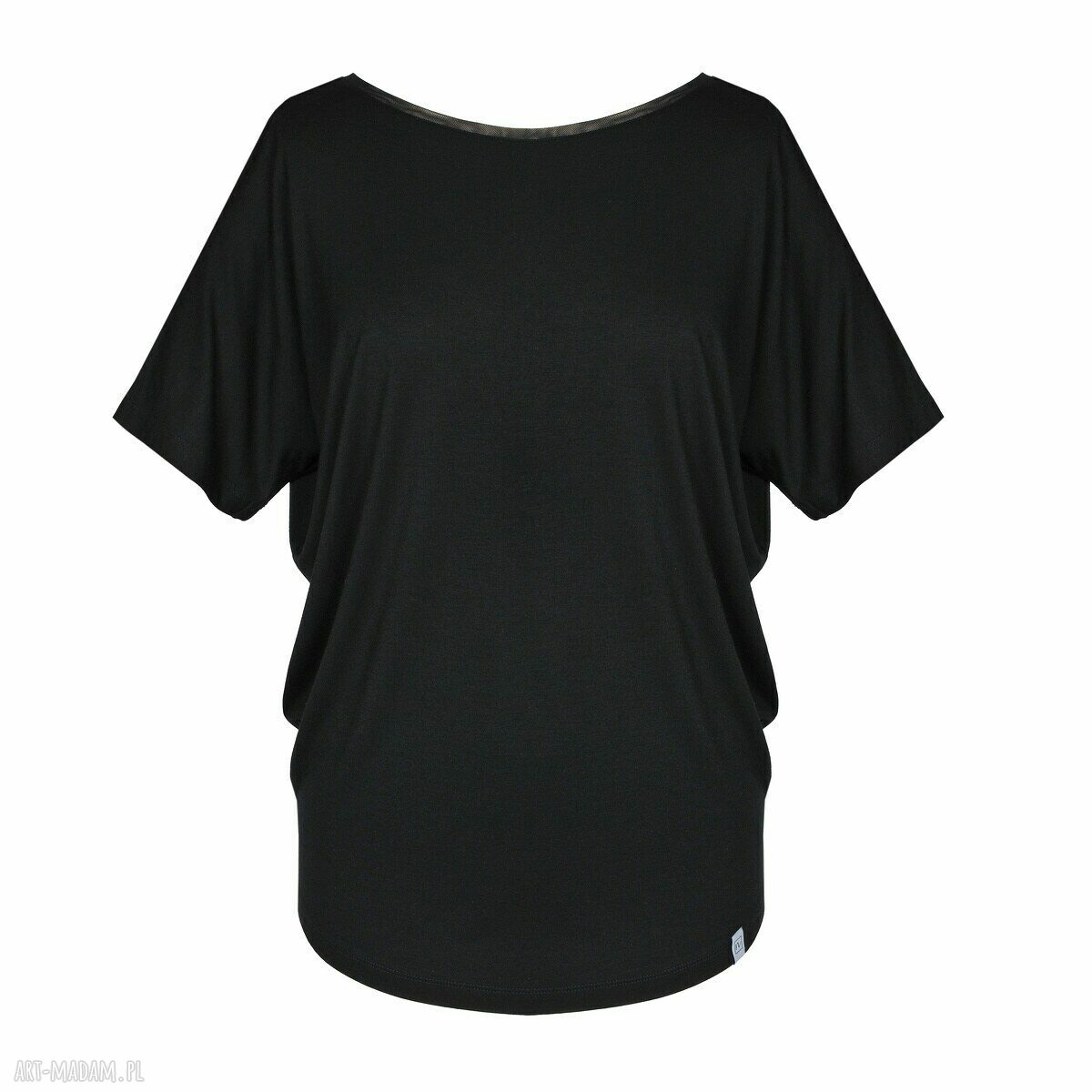 Czarna bluzka one size „Skrzydła Black Angel” - ręcznie malowane skrzydła