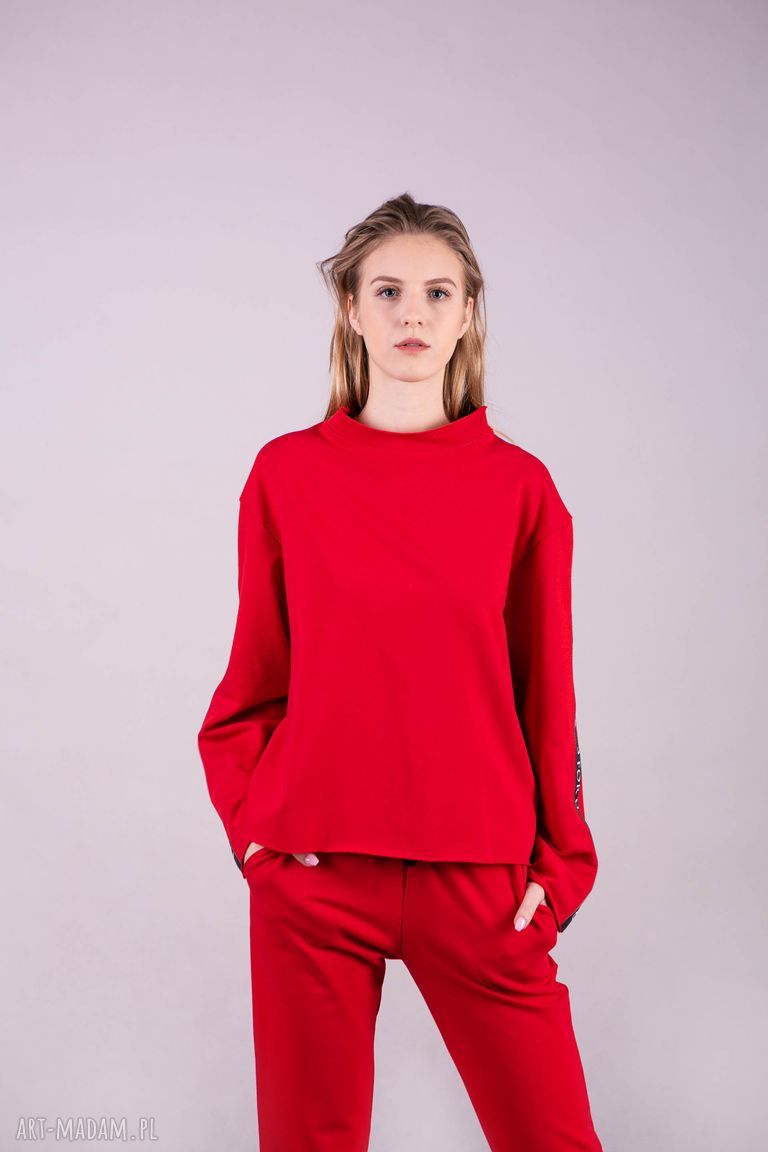 Bluzka sportowa MONICA w soczystej czerwieni (oversize)