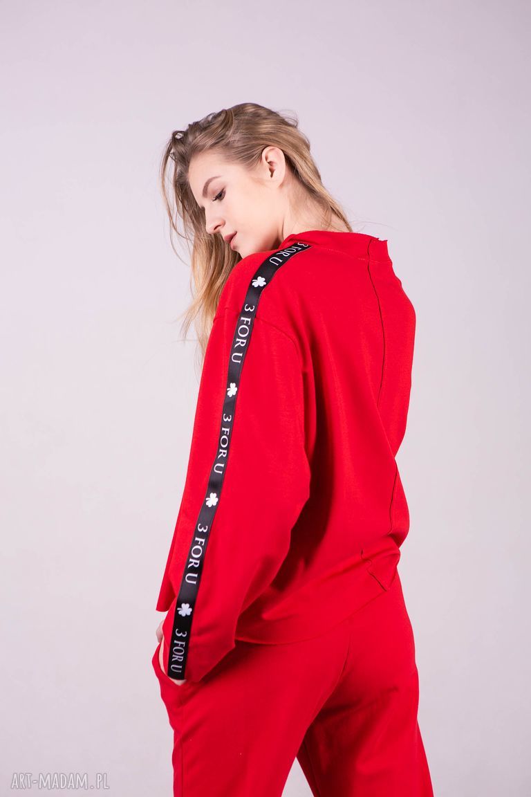Bluzka sportowa MONICA w soczystej czerwieni (oversize)