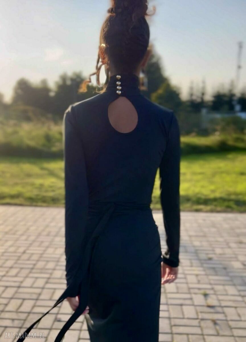 Bluzka z golfem Gigi Black - czarny jersey handmade
