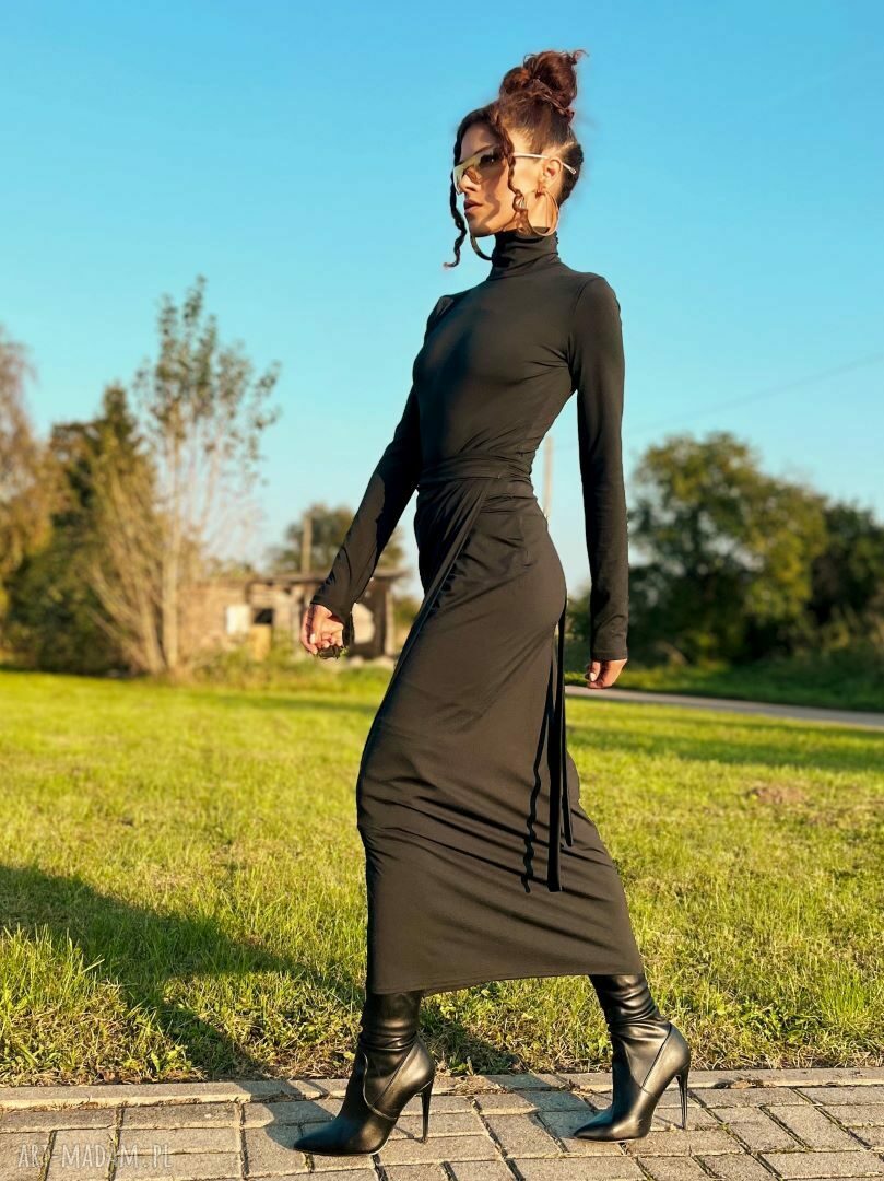 Bluzka z golfem Gigi Black - czarny jersey handmade