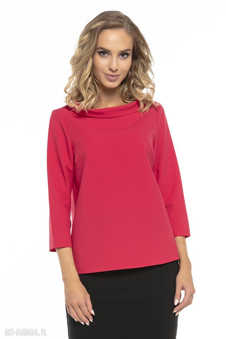 Czerwona bluzka z kołnierzem Jackie Kennedy T243