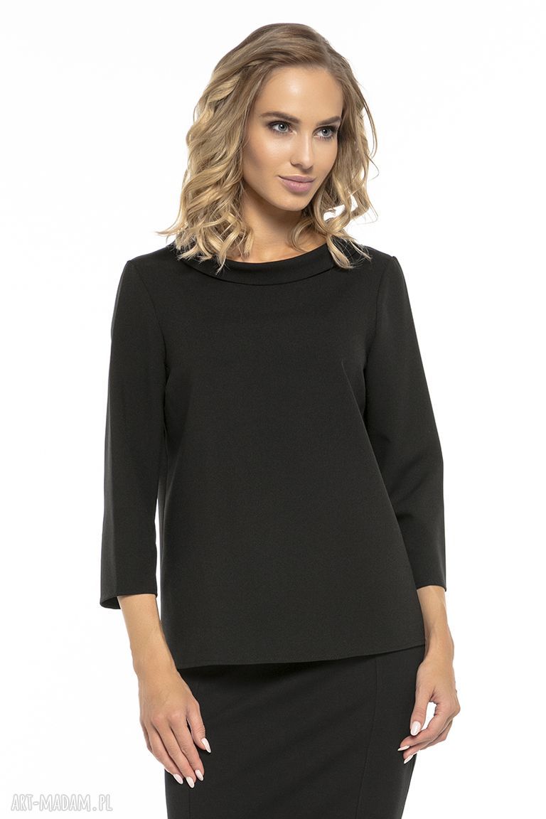 Elegancka bluzka z kołnierzykiem w stylu Jackie Kennedy - czarna