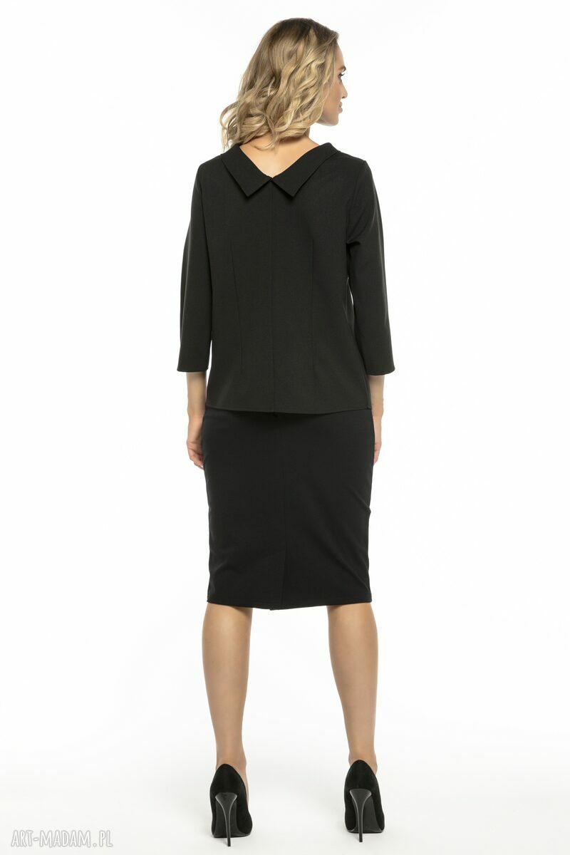 Elegancka bluzka z kołnierzykiem w stylu Jackie Kennedy - czarna