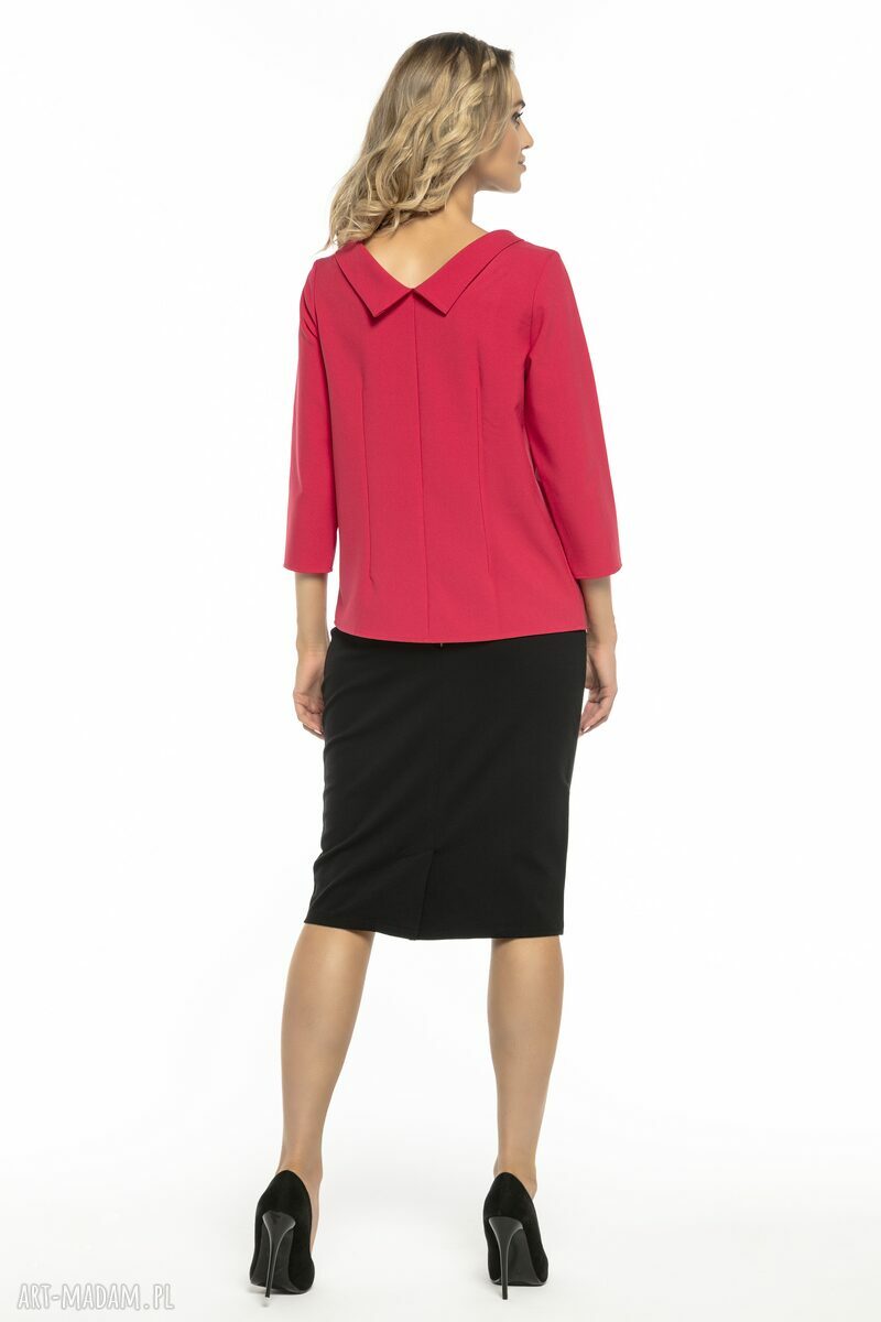 Czerwona bluzka z kołnierzem Jackie Kennedy T243