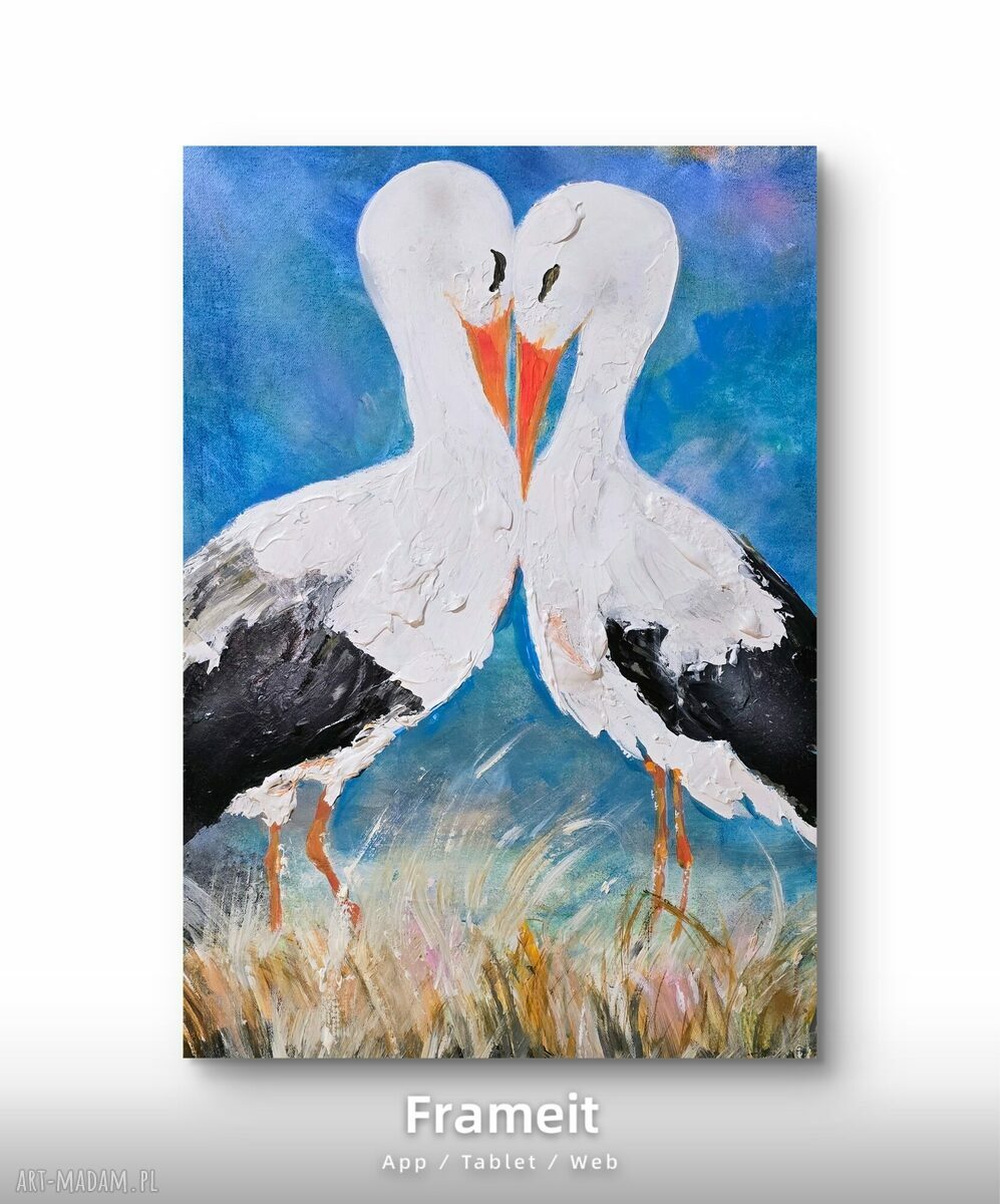 Bocianie Randez-Vous, obraz akrylowy na płótnie 50 x 70 cm
