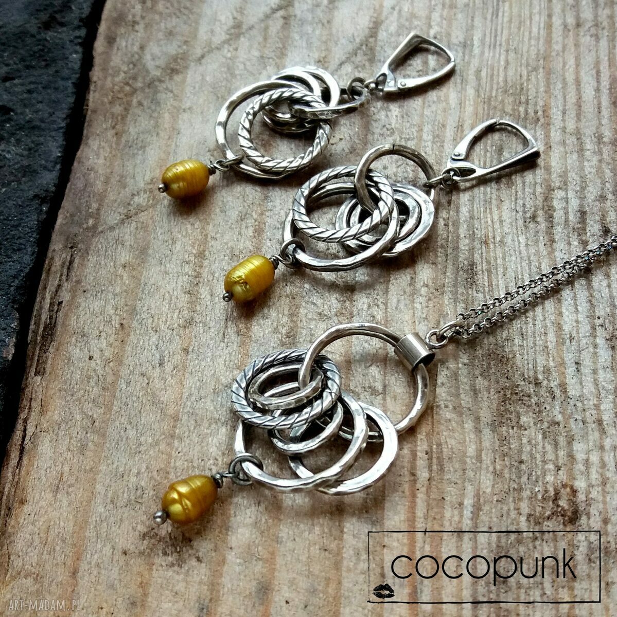 Srebro barokowe perŁy komplet bogaty długie kolczyki długi