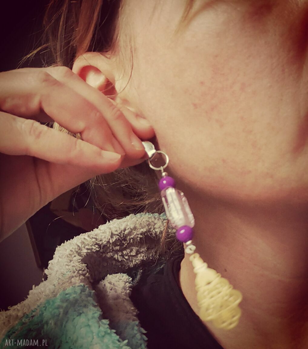 Klipsy boho Frida - ażurowe folk etno handmade