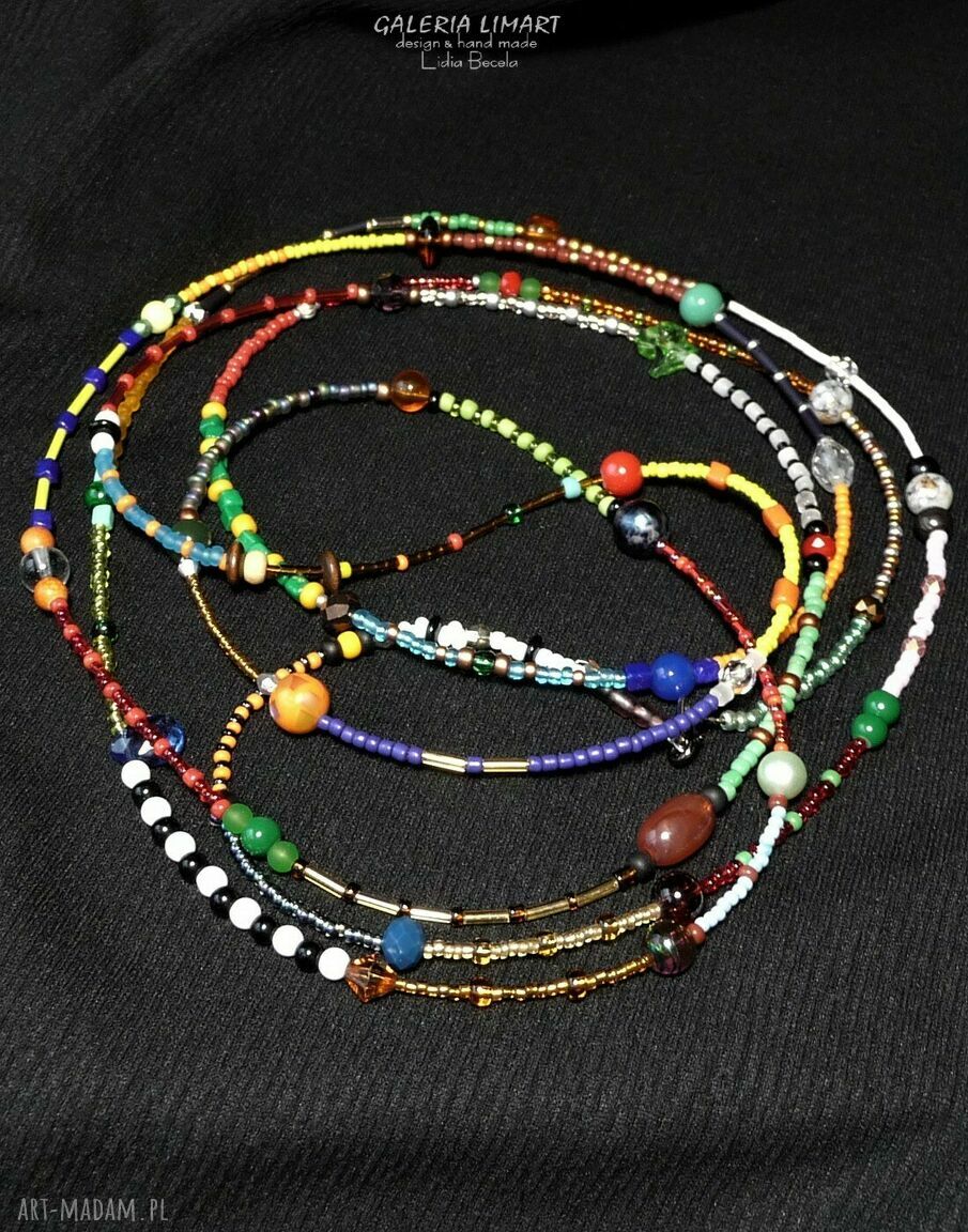 Boho bajecznie kolorowy naszyjnik z seed beads, ok. 230 cm