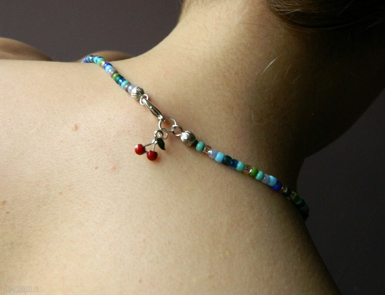 Powiew lata - boho choker blisko szyi z koralików folk