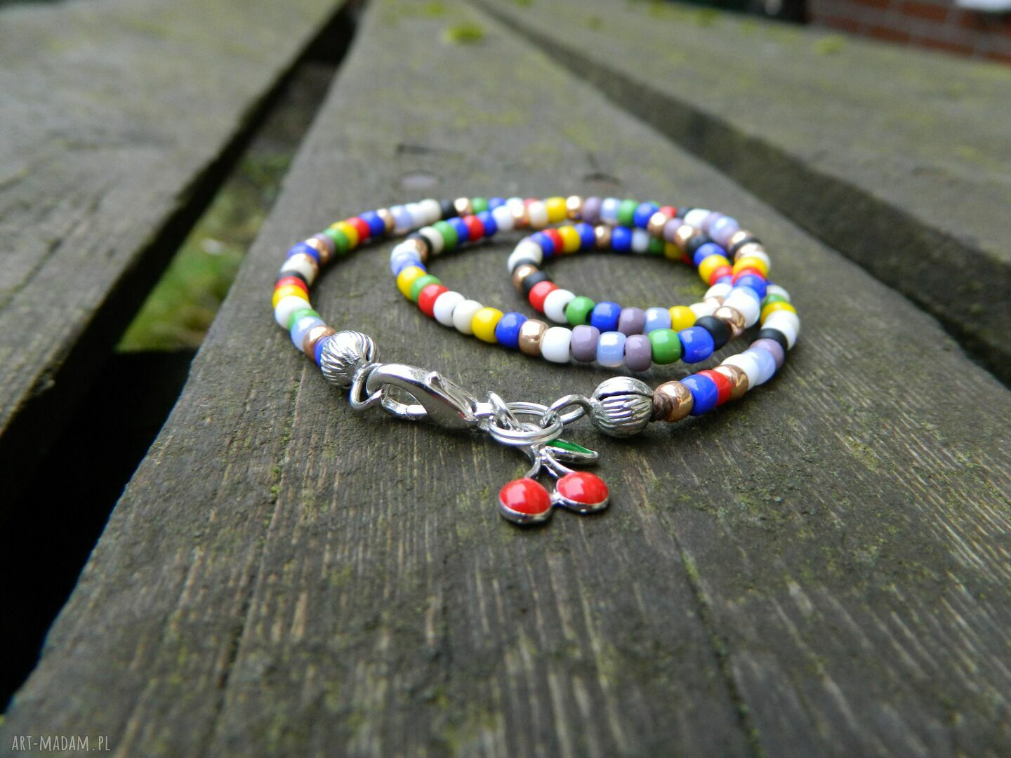 Kolorowy choker boho blisko szyi - etno folk z koralików szklanych 4 mm