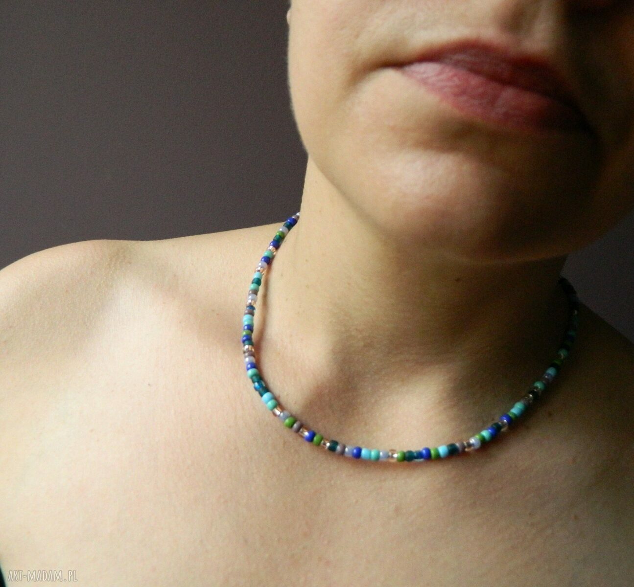 Powiew lata - boho choker blisko szyi z koralików folk