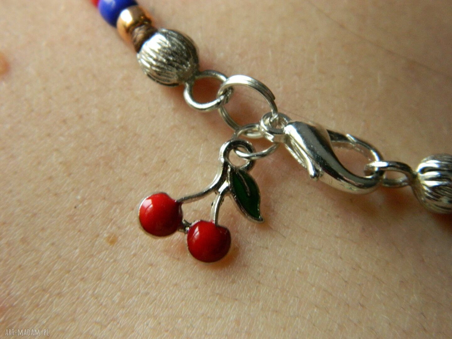 Kolorowy choker boho blisko szyi - etno folk z koralików szklanych 4 mm
