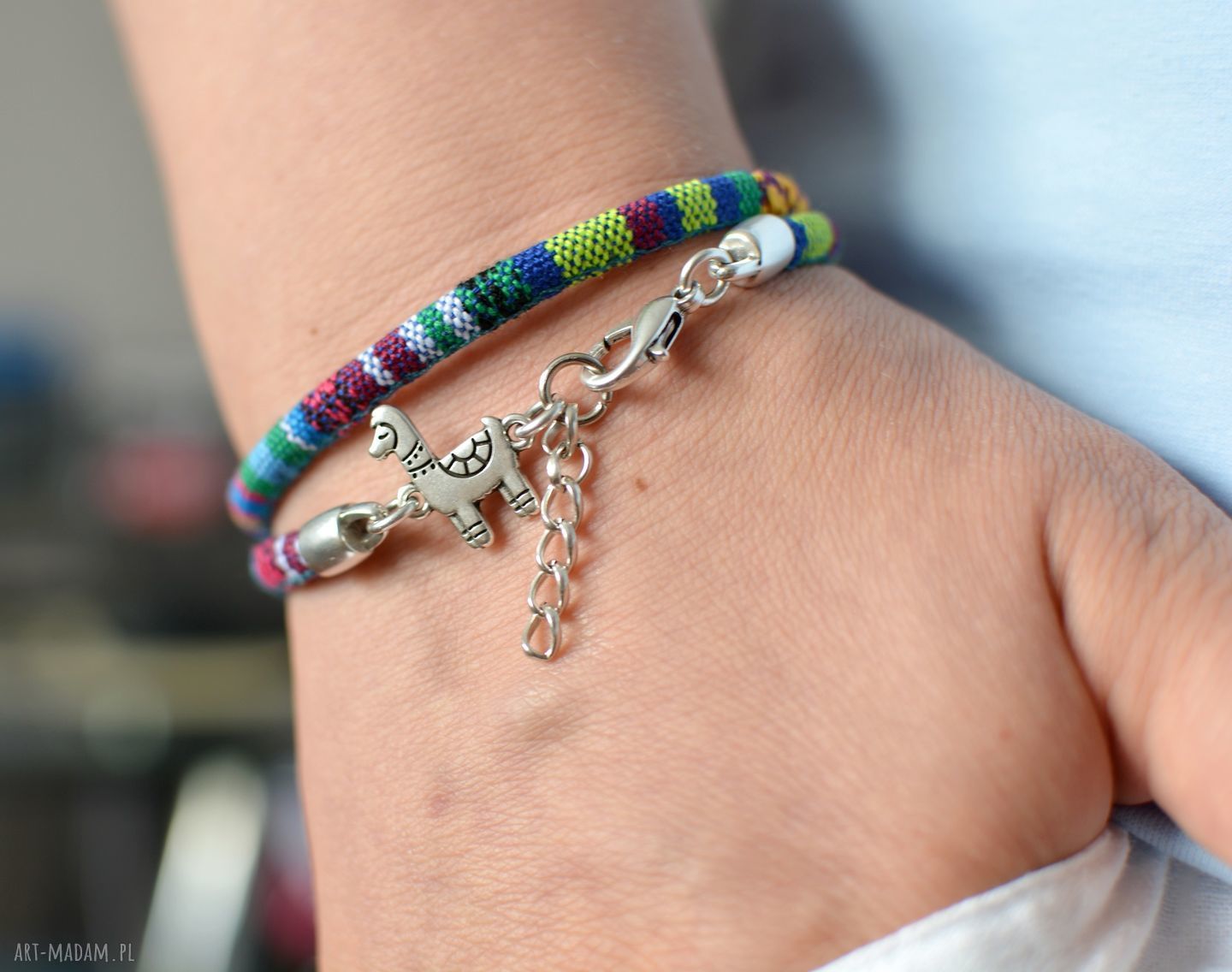 Bransoletka boho lama Azteq - zwijana etniczna