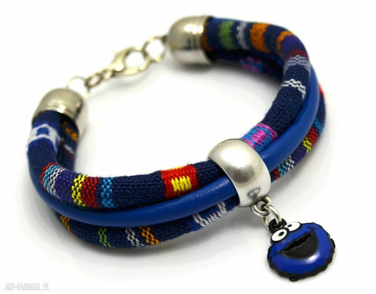 Ręcznie robiona boho bransoletka Cookie Monster Blue - Beezoo