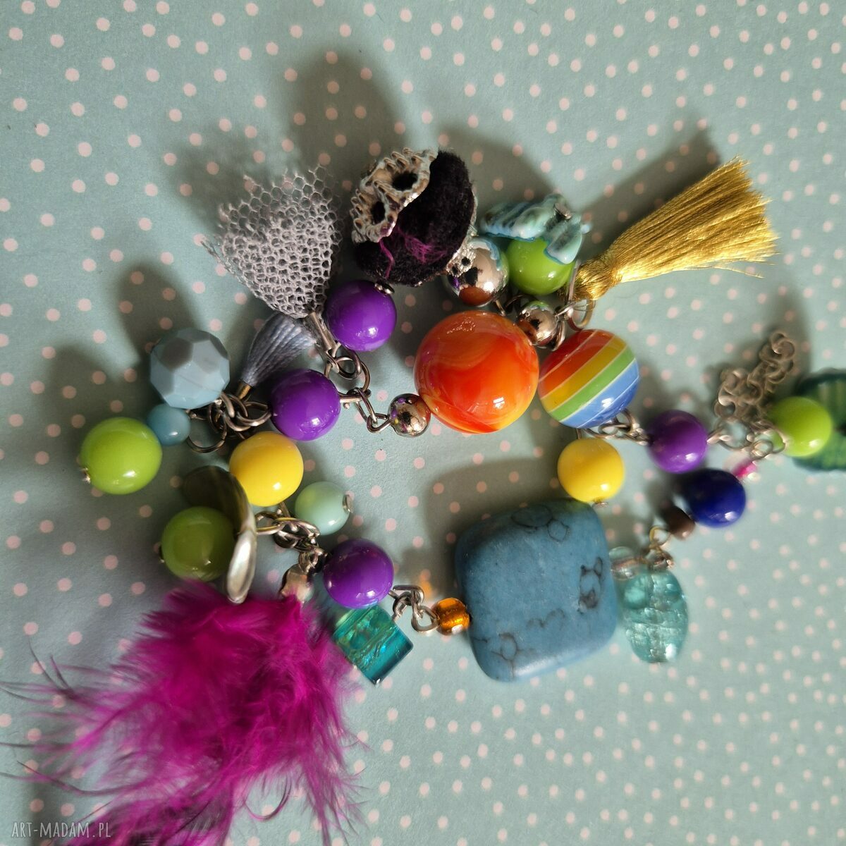 Boho bransoletka Frida - folk etno w rozmiarze damskim