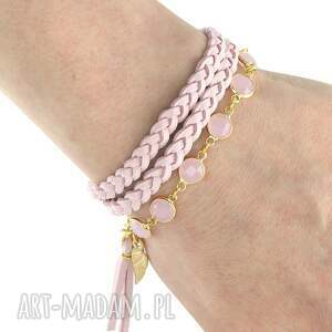 boho chic - powder pink żowe bransoletki