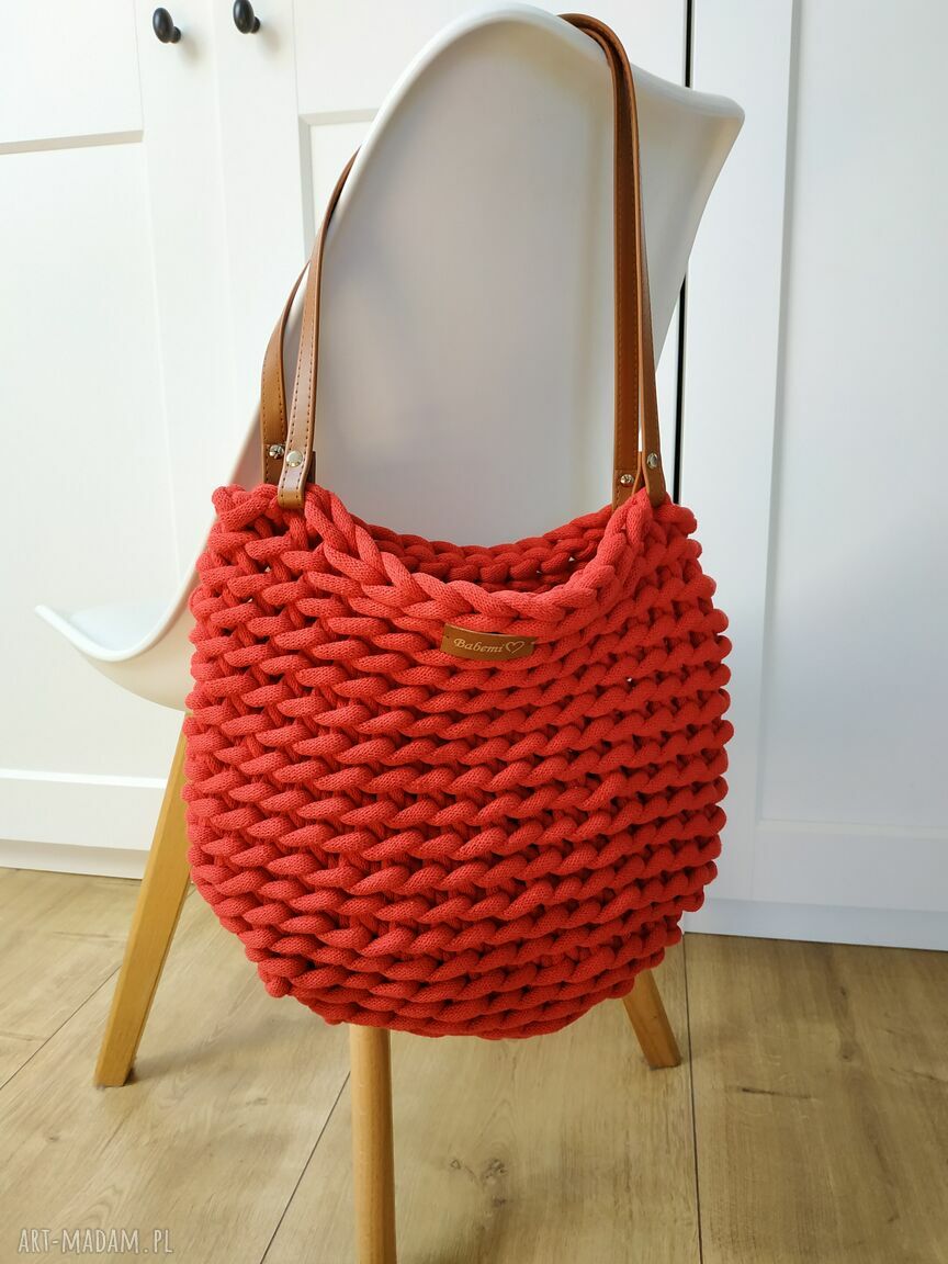 Torba Boho Wave Bag na ramię w kolorze czerwonym - handmade