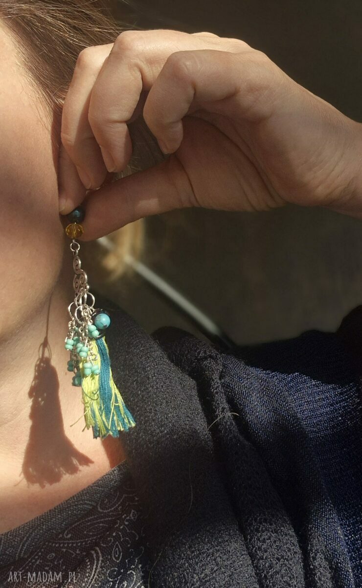 Ręcznie robione klipsy boho frędzle etno Boho Box X1
