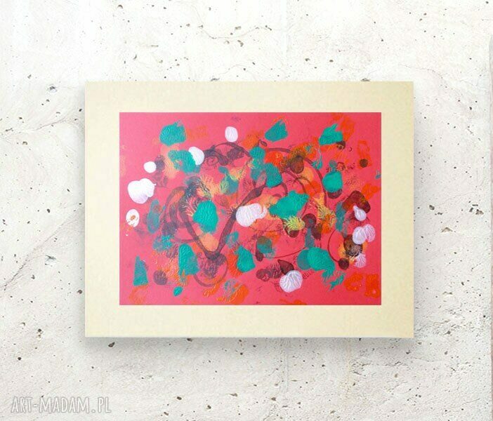 Boho abstrakcyjna grafika na ścianę 30x40 - ręcznie malowany rysunek do samodzielnej oprawy
