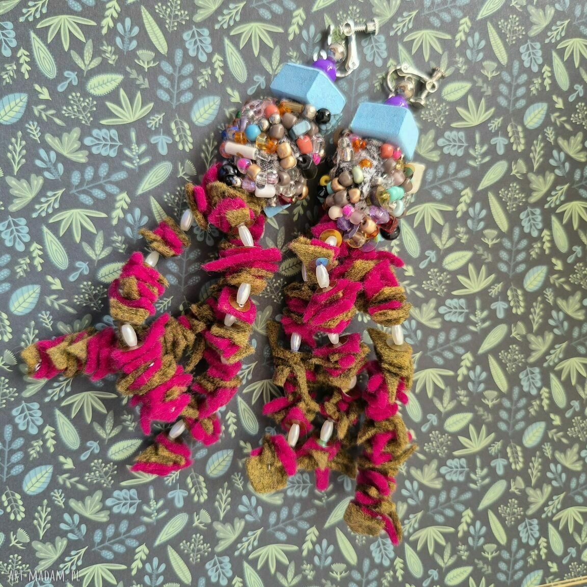 Klipsy boho z filcu - kolorowe, duże i lekkie (ręcznie robione)