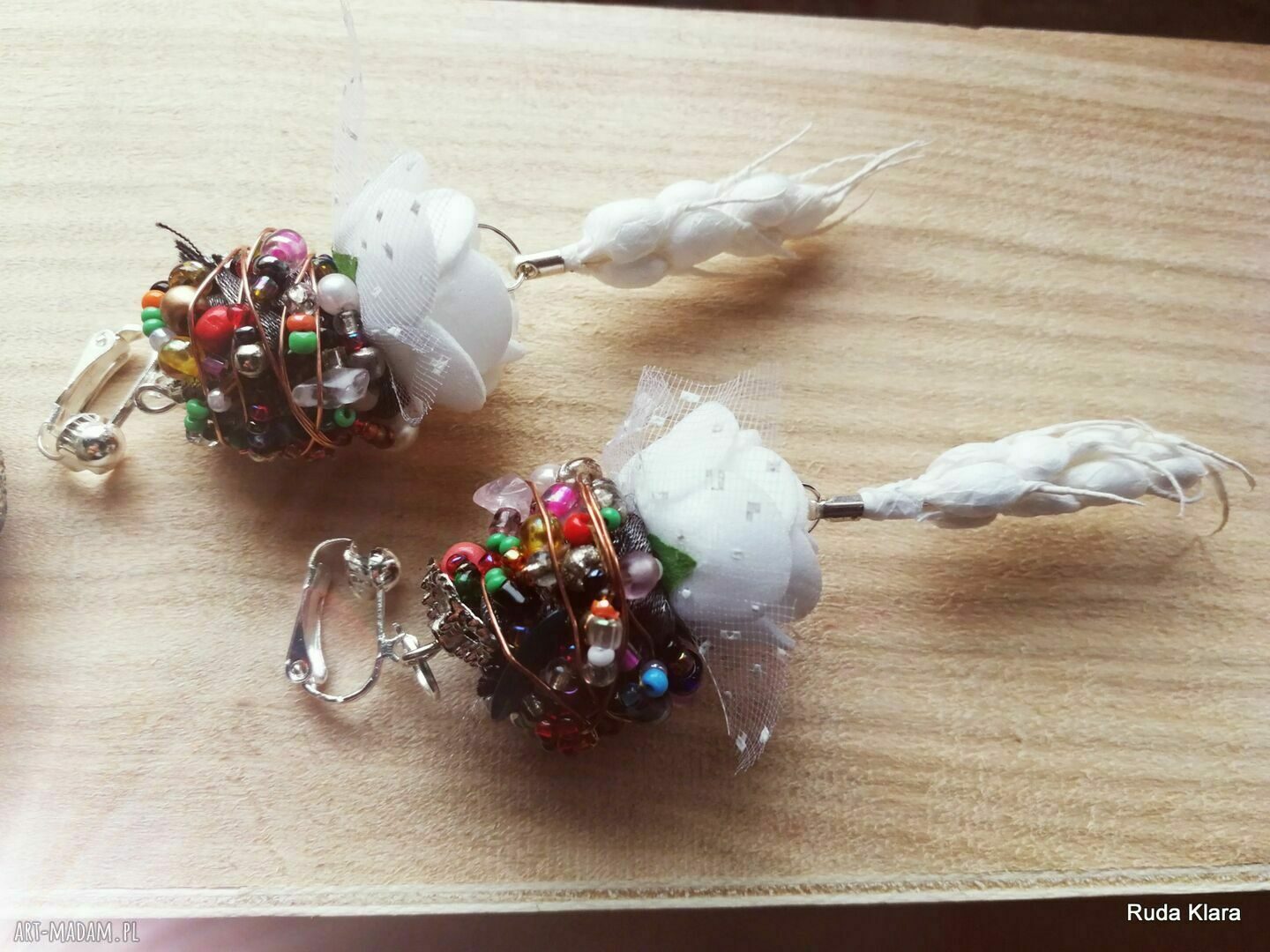 Klipsy boho duże etno folk wiszące (box x1) - Ruda Klara