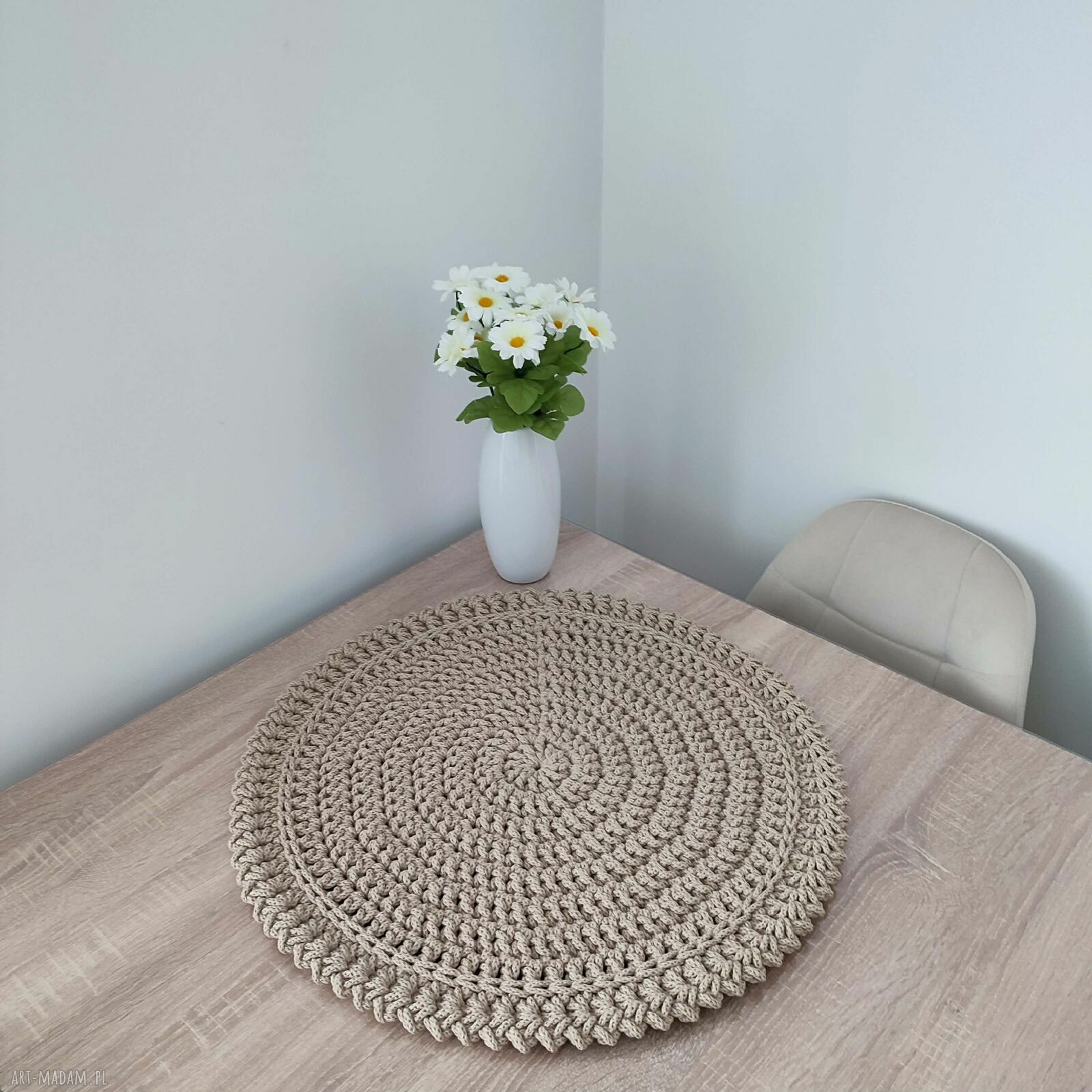Podkładka boho szydełkowa 55 cm ze sznurka bawełnianego