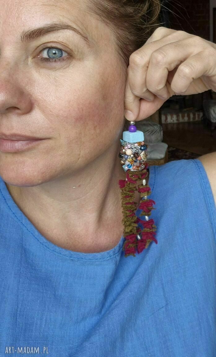 Klipsy boho z filcu - kolorowe, duże i lekkie (ręcznie robione)