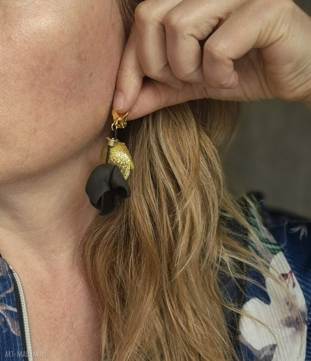 Klipsy boho Tulipany Box x1 - ręcznie robione klipsy dla kobiet