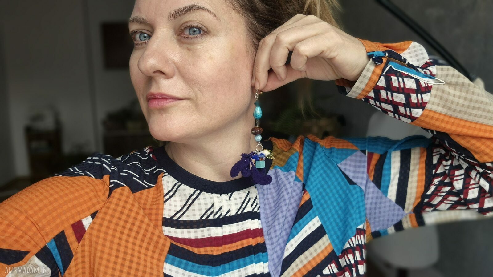 Klipsy boho folk Ruda Klara - energetyczne fioletowe