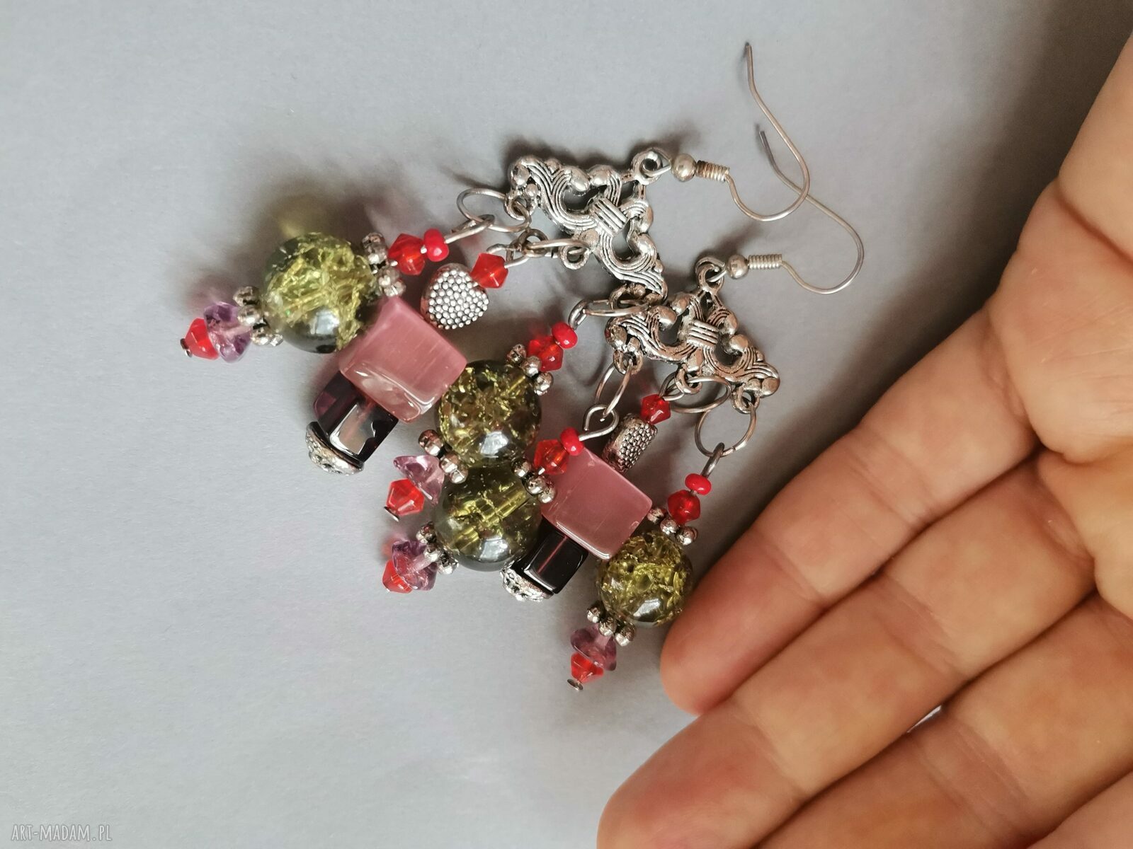 Kolczyki boho w hipisowskim stylu - kolorowe frędzle (box m1)