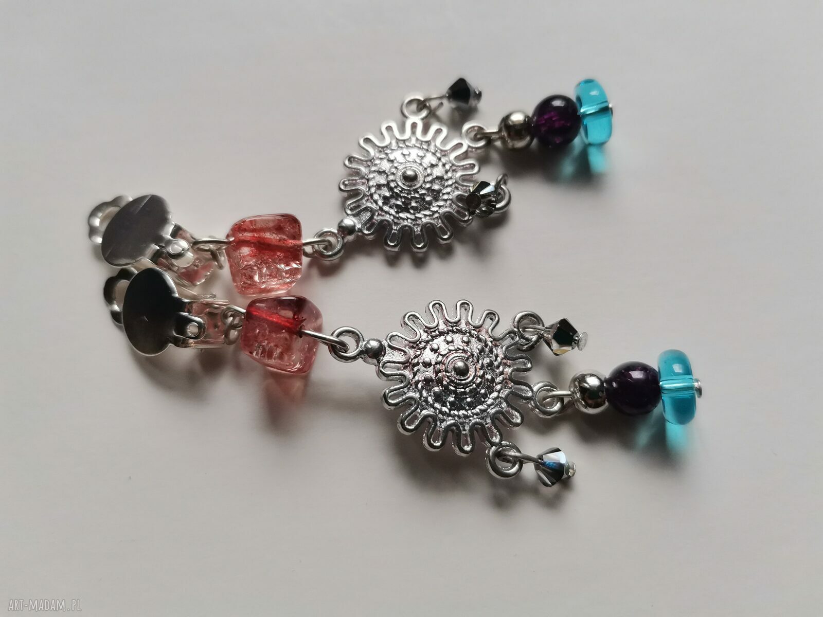 Klipsy boho lekkie Frida - kolorowe chwosty na klipsy